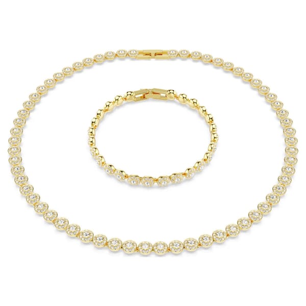 Swarovski smykkesett Una Angelic Round cut, White, Gold-tone plated - 5720506